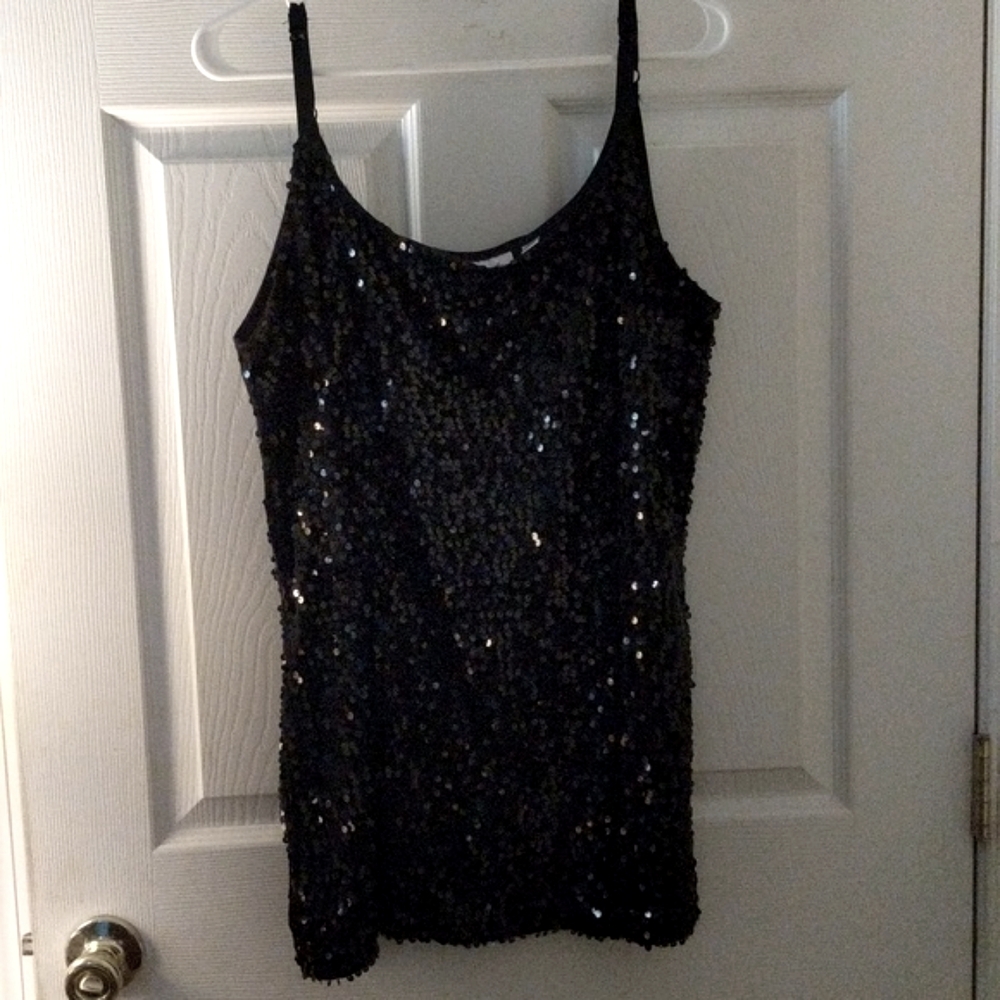 Modern Metallics black sequin top